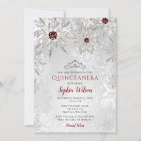 Flammes de neige rouges en argent Tiara Quinceañer