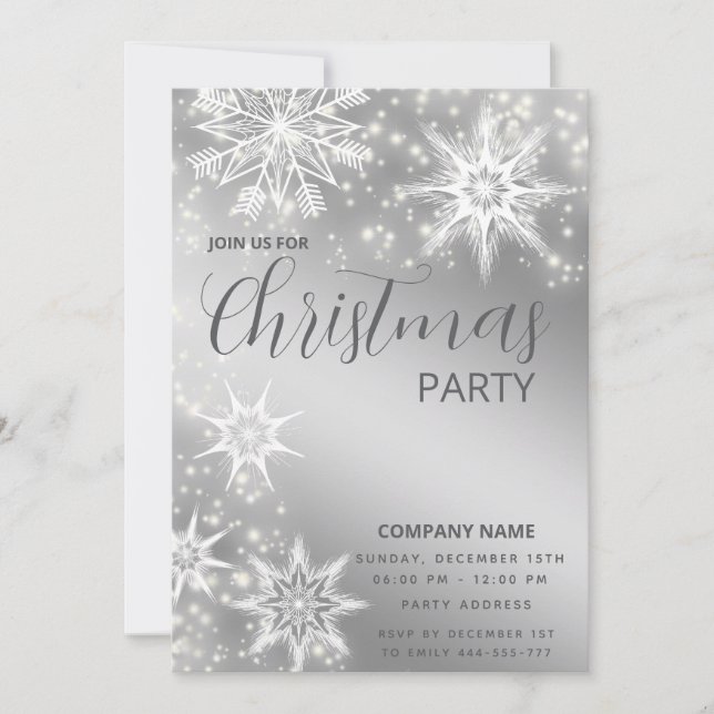Invitation Flammes de neige Sparkle moderne Noël d'entreprise (Devant)