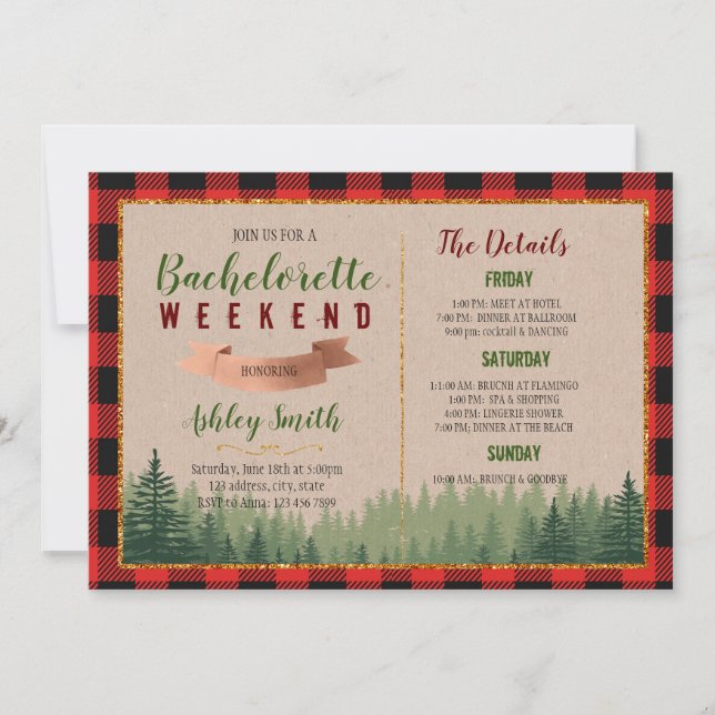 Invitation Flanelle en arrière avant la bachelorette de la ce (Devant)