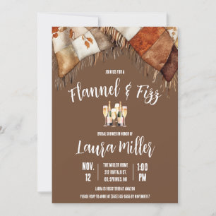 Invitation Flannel & Fizz, Blanche, Fête des mariées Champagn