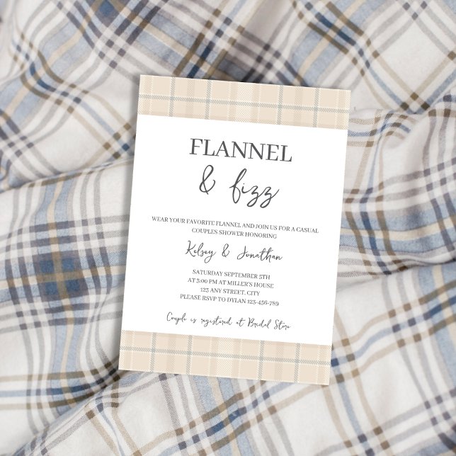 Invitation Flannel & Fizz Fall Rustique Couples Décontractés  (Flannel & Fizz Fall Rustic Casual Couples Shower Invitation)