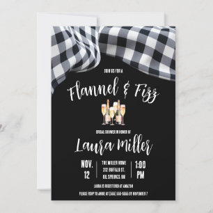 Invitation Flannel & Fizz, Plaid, Fête des mariées Champagne