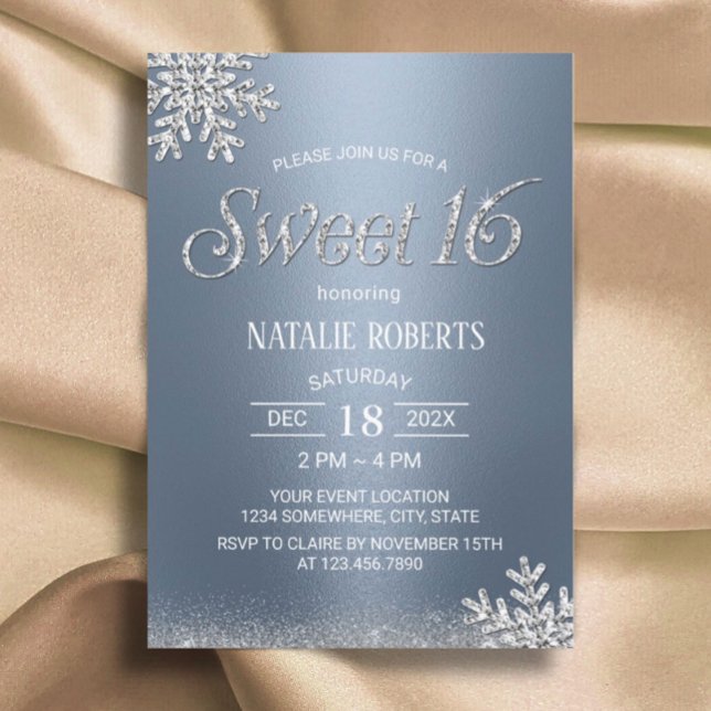 Invitation Fléau de neige moderne Silver Dusty Blue Winter Sw (Créateur téléchargé)