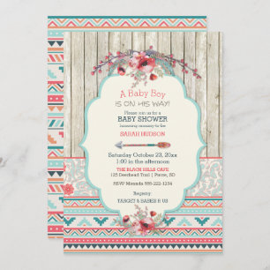 Invitation Flèche de fleurs de bois rustique chic tribal Boho