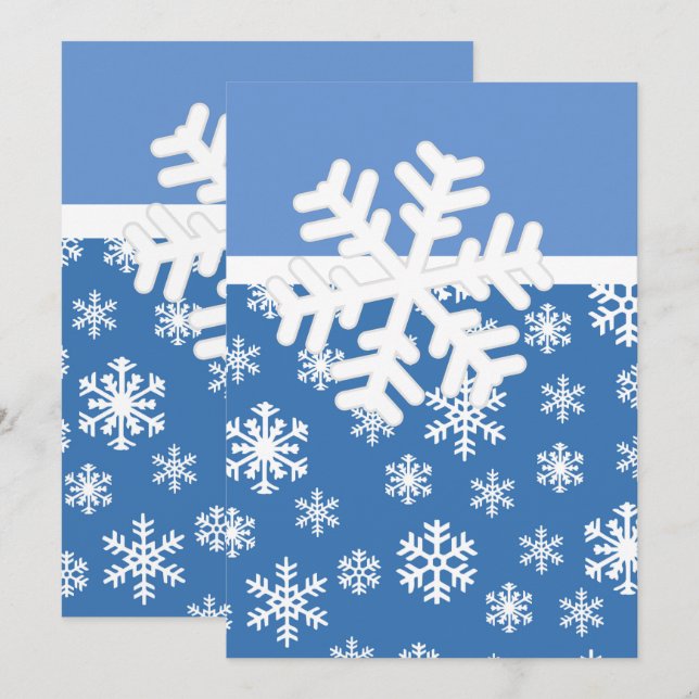 Invitation Flèche de neige bleue et blanche de Noël (Devant / Derrière)