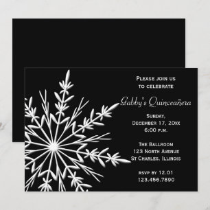 Invitation Flèche de neige noire et blanche Quinceañera