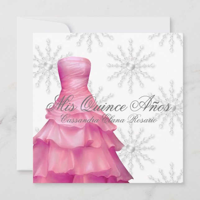 Invitation Flèches blanches roses Quinceanera blanche (Devant)