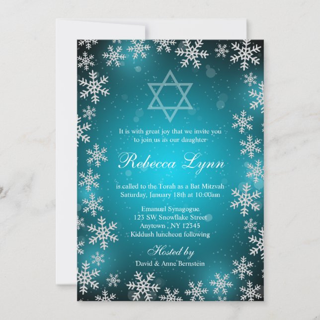 Invitation Flèches de neige brillantes Turquoise Blue Winter  (Devant)