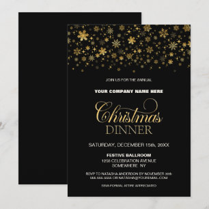 Invitation Flèches de neige Gold Black Corporate Christmas Di