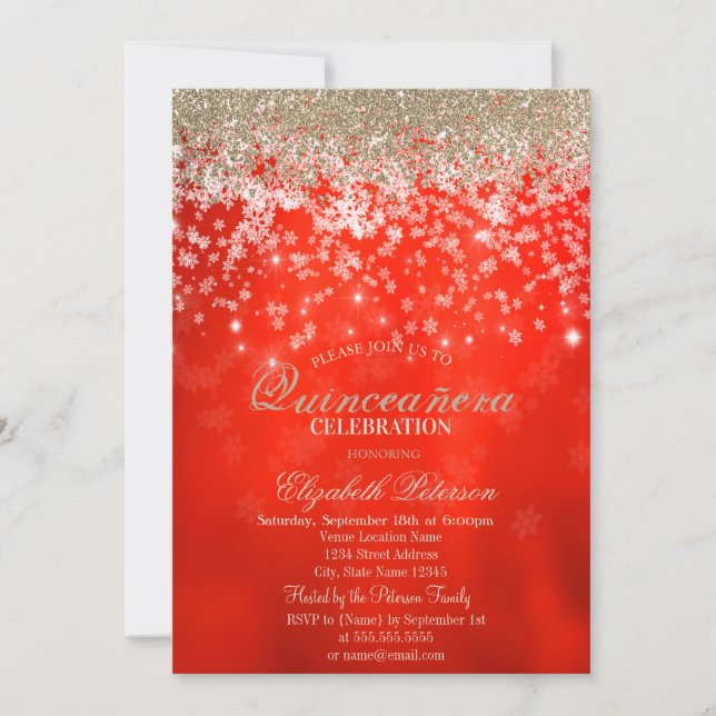 Invitation Flèches de neige modernes Faux Gold Diamonds Rouge (Devant)