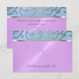Invitation Flèches en fibre argentée Quinceanera bleu violet
