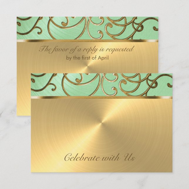 Invitation Flèches en Filigree d'or Quinceañera (Devant / Derrière)