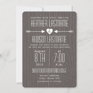 Invitation Flèches inspirées par le bois de la grange + Coeur