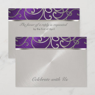 Invitation Flèches quinceanera violet et argent en fibre