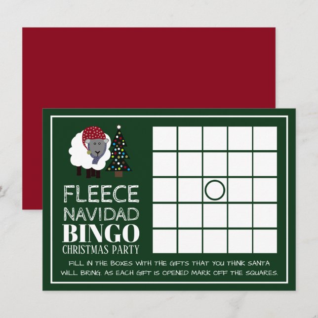 Invitation Fleece Navidad, Bingo de la fête de Noël espagnole (Devant / Derrière)