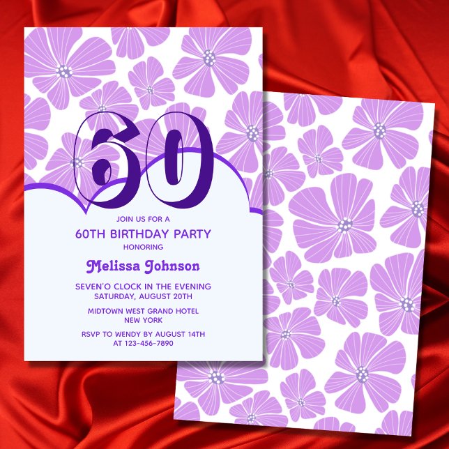Invitation Fleur Abstraite de Chamomille violette rétro (Créateur téléchargé)