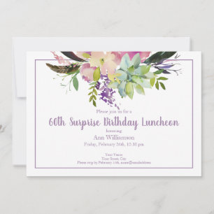 Invitation Fleur aquarelle 60e Anniversaire surpris