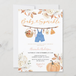 Invitation Fleur Baby Clothesline Citrouille Automne Baby Spr