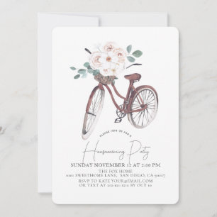 Invitation Fleur Bicyclette Aquarelle Fête de réchauffement m
