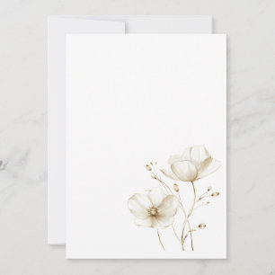 Invitation Fleur blanche et or simple Mariage blanc