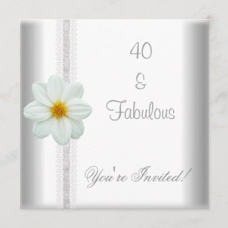 Invitation Fleur Blanche Fantastique Anniversaire 40 Ans Dent