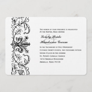 Invitation Fleur blanche noire catholique