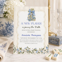 Fleur Bleu Nouveau Joueur Mahjong Baby Boy Shower