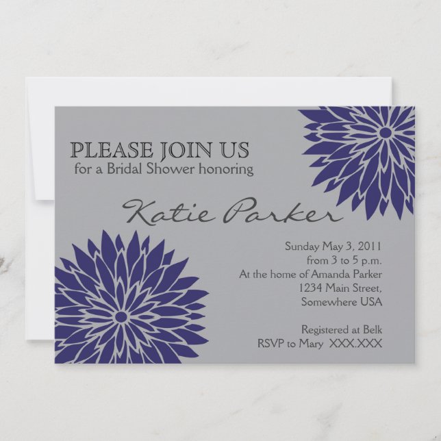Invitation Fleur bleue Dahlia (Devant)