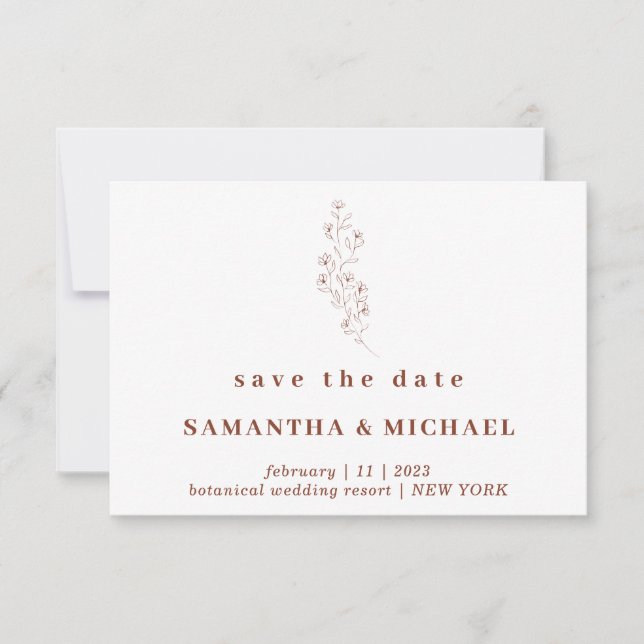 Invitation Fleur Boho Terracotta Indie Économisez la date Mar (Devant)