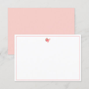 Invitation Fleur cardiaque Monogramme note rose