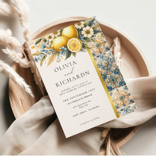 Invitation Fleur carrelée méditerranéenne Italien Positano Le