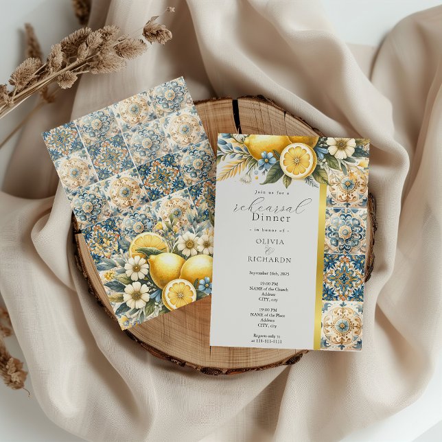 Invitation Fleur carrelée méditerranéenne Italien Positano Le (Créateur téléchargé)