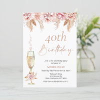 Fleur Champagne Verre Boho Pampas Anniversaire