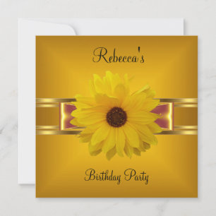 Invitation Fleur Colorée Jaune Arc Doré