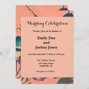 Invitation Fleur d'abeille rose classique Hokusai Art