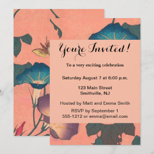 Invitation Fleur d'abeille rose classique Hokusai Art