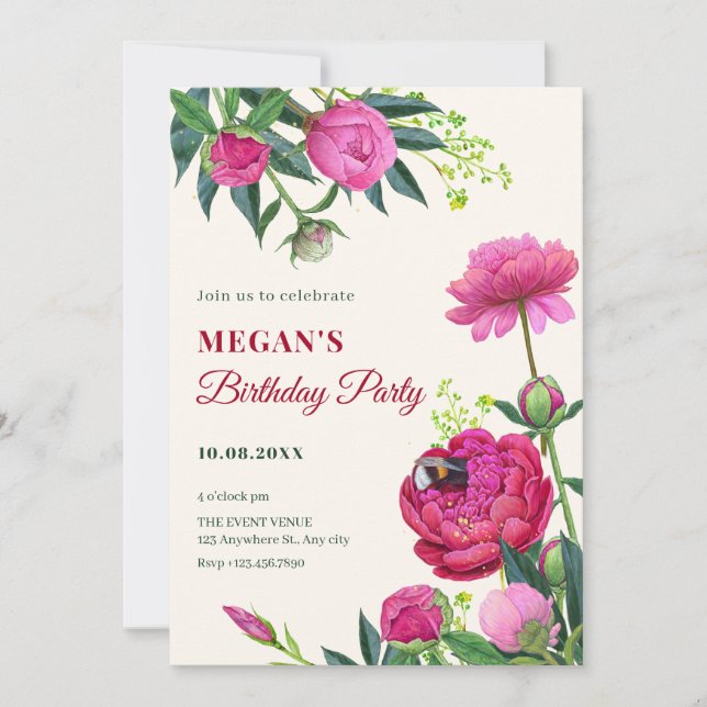Invitation Fleur d'anniversaire (Devant)