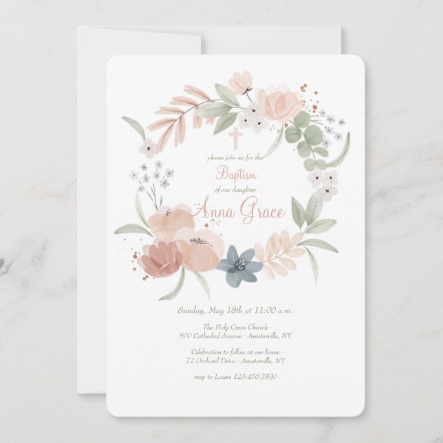 Invitation Fleur d'aquarelle (Devant)
