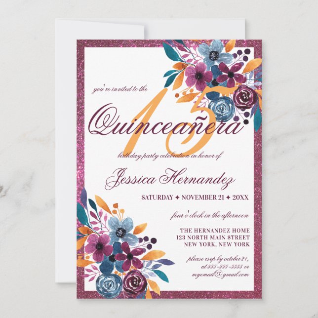 Invitation Fleur d'aquarelle de la moutarde de Bourgogne Quin (Devant)