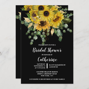 Invitation Fleur d'aquarelle de tournesol eucalyptus
