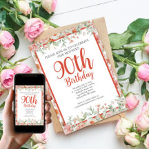 Fleur d'aquarelle féminine 90e fête d'anniversaire