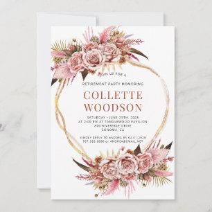 Invitation Fleur d'aquarelle rose pâle Parti de retraite