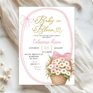Invitation Fleur de bébé arc-en-ciel rose de printemps Baby S