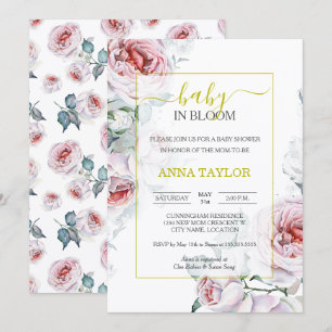 Invitation Fleur de bébé Élégant Baby Shower floral