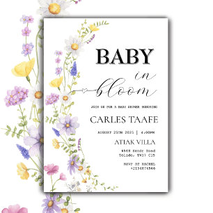 Invitation Fleur de bébé Fleur sauvage Baby Shower Floral 