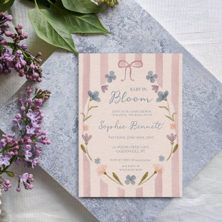 Invitation Fleur de bébé Rose Fleur de sauvageon Fleur de dou