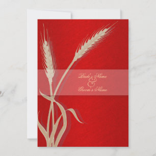 Invitation Fleur de blé mariage crème rouge