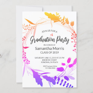 Invitation Fleur de Bohème Flower Wreath Graduation Party