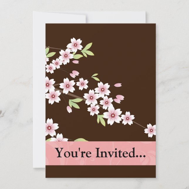 Invitation Fleur de bois de chien rose/Brown personnalisée (Devant)