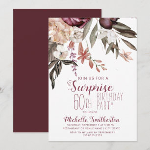 Invitation Fleur de Bourgogne Bohème Vintage 60e Anniversaire